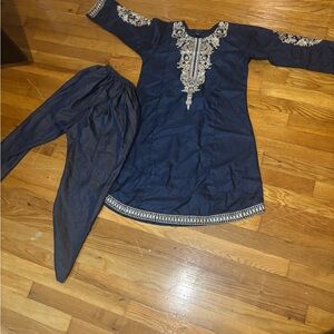 Navy Blue Embroidered Set Pakistani girls